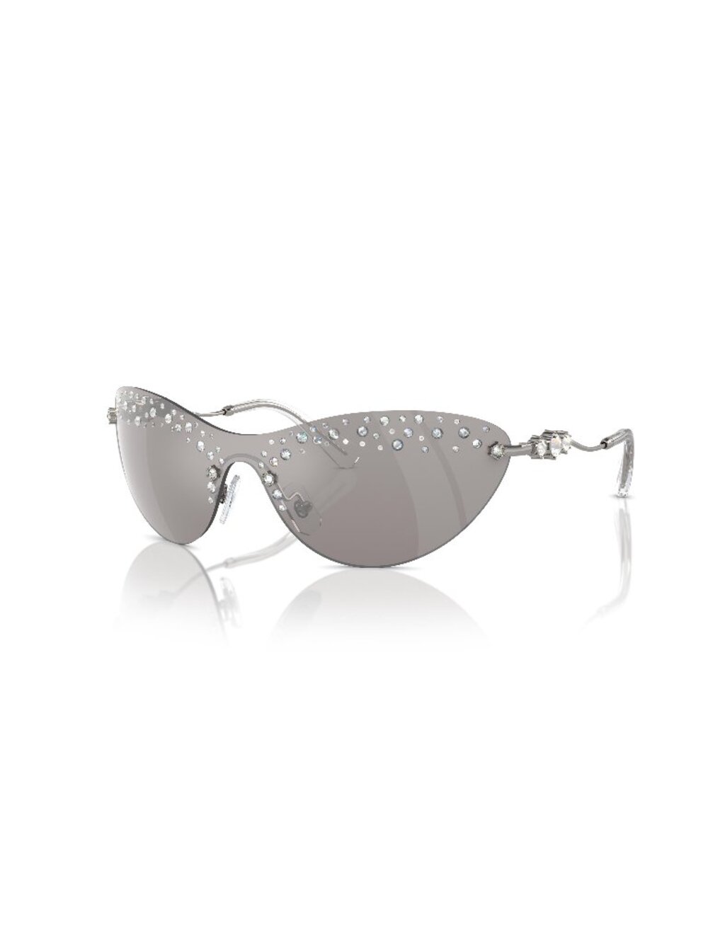 New Swarovski Women's Sunglasses Silver Aviator Grey Lens Metal Frame SK7023